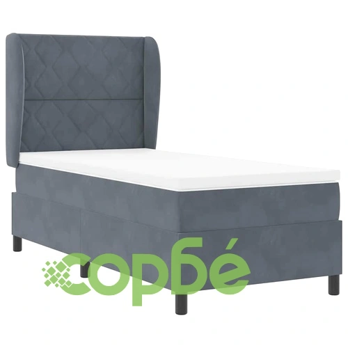 Легло с пружинирана основа и матрак тъмносиво 90x190 см кадифе ➤ топ цена ➤ sorbe.bg
