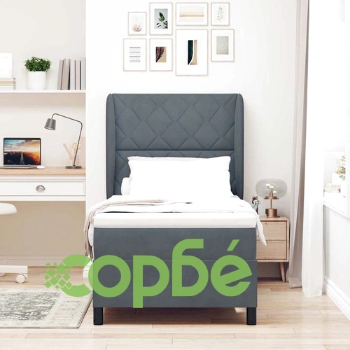 Легло с пружинирана основа и матрак тъмносиво 90x190 см кадифе ➤ топ цена ➤ sorbe.bg