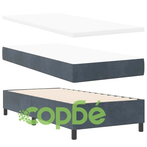 Легло с пружинирана основа и матрак тъмносиво 90x190 см кадифе ➤ топ цена ➤ sorbe.bg