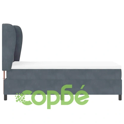 Легло с пружинирана основа и матрак тъмносиво 90x190 см кадифе ➤ топ цена ➤ sorbe.bg