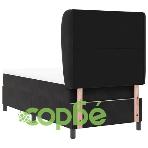 Легло с пружинирана основа и матрак от кадифе черно 90x190 см ➤ топ цена ➤ sorbe.bg