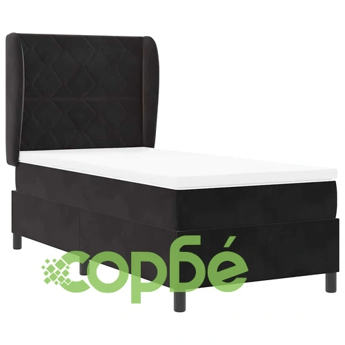 Легло с пружинирана основа и матрак от кадифе черно 90x190 см ➤ топ цена ➤ sorbe.bg