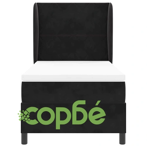 Легло с пружинирана основа и матрак от кадифе черно 90x190 см ➤ топ цена ➤ sorbe.bg