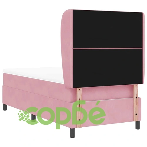 Легло с пружинирана основа и матрак розово 90x190 см от кадифе ➤ топ цена ➤ sorbe.bg