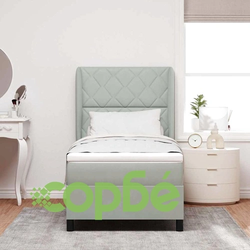 Легло с пружинирана основа и матрак светлосиво 90x200 см кадифе ➤ топ цена ➤ sorbe.bg