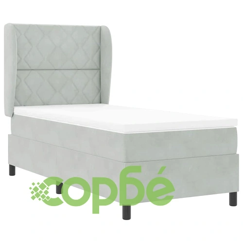 Легло с пружинирана основа и матрак светлосиво 90x200 см кадифе ➤ топ цена ➤ sorbe.bg