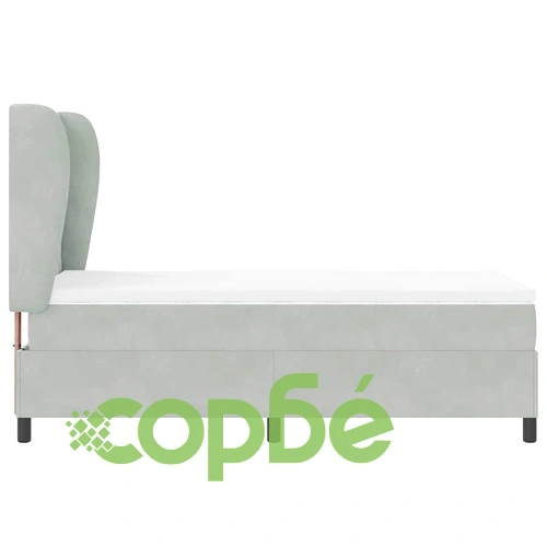 Легло с пружинирана основа и матрак светлосиво 90x200 см кадифе ➤ топ цена ➤ sorbe.bg