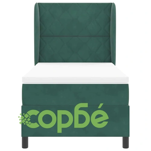 Кадифено легло с пружинирана основа и матрак 90x200 см тъмнозелено ➤ топ цена ➤ sorbe.bg
