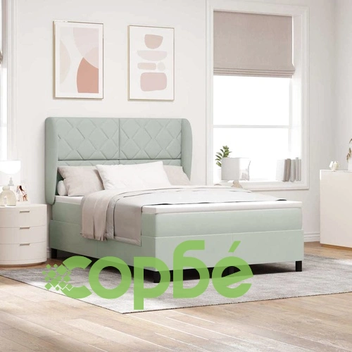 Легло с пружинна основа и матрак светлосиво 140x190 см кадифе ➤ топ цена ➤ sorbe.bg