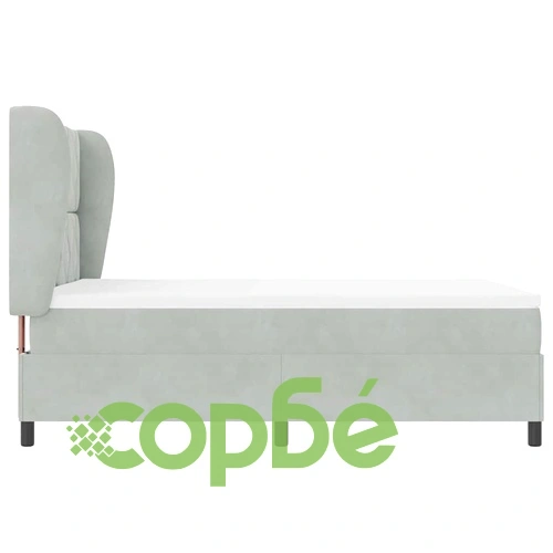 Легло с пружинна основа и матрак светлосиво 140x190 см кадифе ➤ топ цена ➤ sorbe.bg