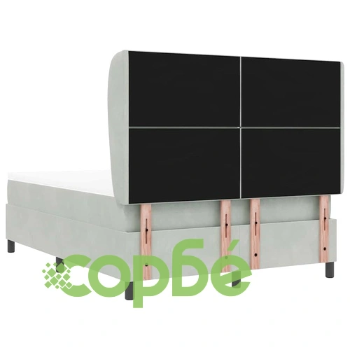 Легло с пружинна основа и матрак светлосиво 140x190 см кадифе ➤ топ цена ➤ sorbe.bg