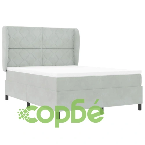 Легло с пружинна основа и матрак светлосиво 140x190 см кадифе ➤ топ цена ➤ sorbe.bg