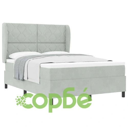 Легло с пружинна основа и матрак светлосиво 140x190 см кадифе ➤ топ цена ➤ sorbe.bg