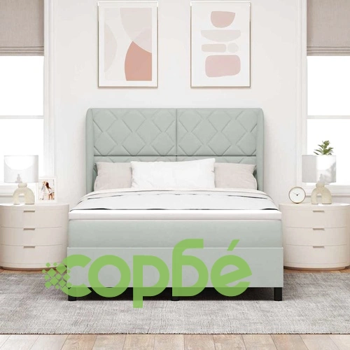 Легло с пружинна основа и матрак светлосиво 140x190 см кадифе ➤ топ цена ➤ sorbe.bg