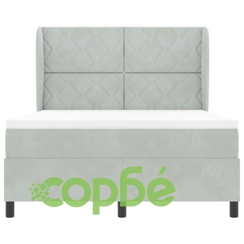 Легло с пружинна основа и матрак светлосиво 140x190 см кадифе ➤ топ цена ➤ sorbe.bg