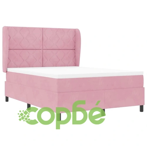 Легло с пружинирана основа и матрак розово 140x190 см кадифе ➤ топ цена ➤ sorbe.bg
