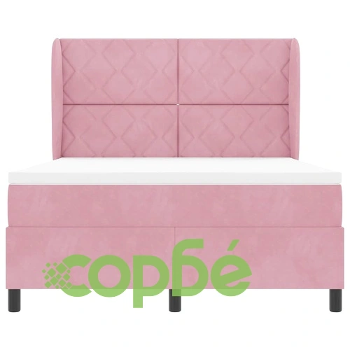 Легло с пружинирана основа и матрак розово 140x190 см кадифе ➤ топ цена ➤ sorbe.bg