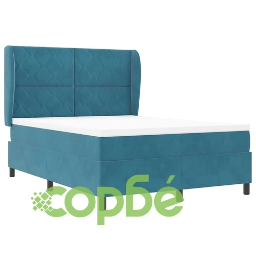 Легло с пружинирана основа и матрак тъмносиньо 140x200 см кадифе ➤ топ цена ➤ sorbe.bg