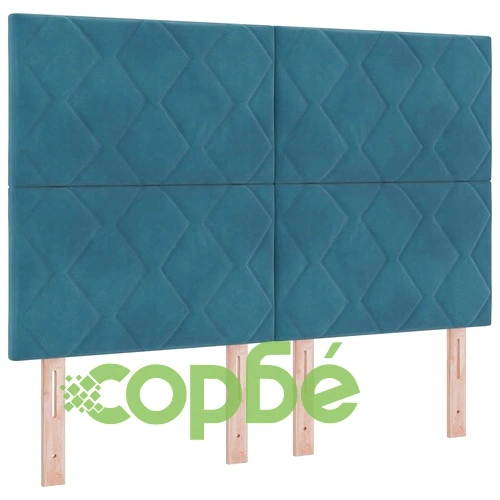 Легло с пружинирана основа и матрак тъмносиньо 140x200 см кадифе ➤ топ цена ➤ sorbe.bg