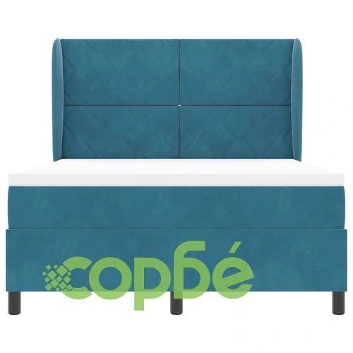 Легло с пружинирана основа и матрак тъмносиньо 140x200 см кадифе ➤ топ цена ➤ sorbe.bg