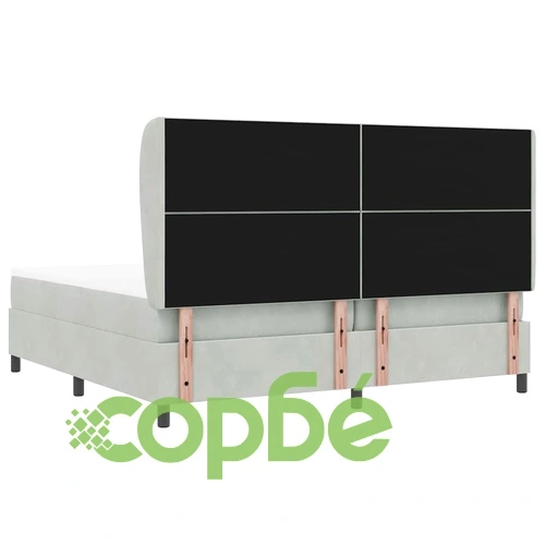 Легло с пружинирана основа и матрак, светлосиво, 200 x 200 cm, кадифе ➤ топ цена ➤ sorbe.bg