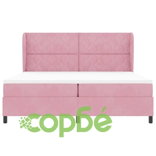Легло с пружинирана основа и матрак 200x200 см розово кадифе ➤ топ цена ➤ sorbe.bg