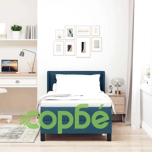 Континентално легло с матрак синьо 90x190 см от инженерна дървесина ➤ топ цена ➤ sorbe.bg