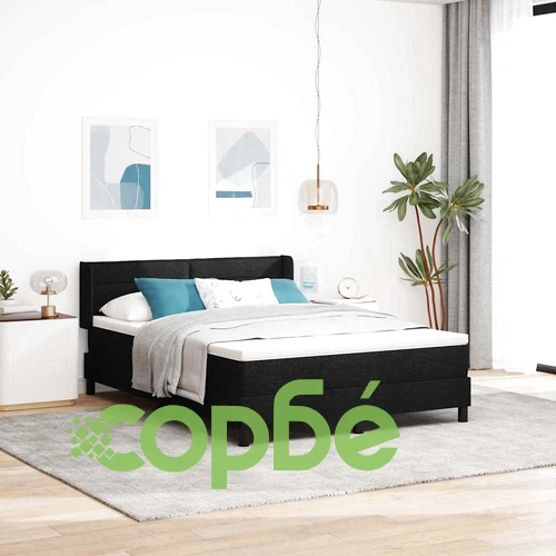 Континентално легло с матрак от тъкан черно 140x190 см ➤ топ цена ➤ sorbe.bg