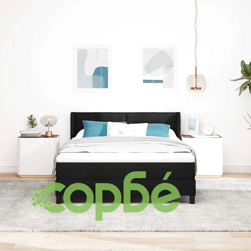 Континентално легло с матрак от тъкан черно 140x200 см ➤ топ цена ➤ sorbe.bg