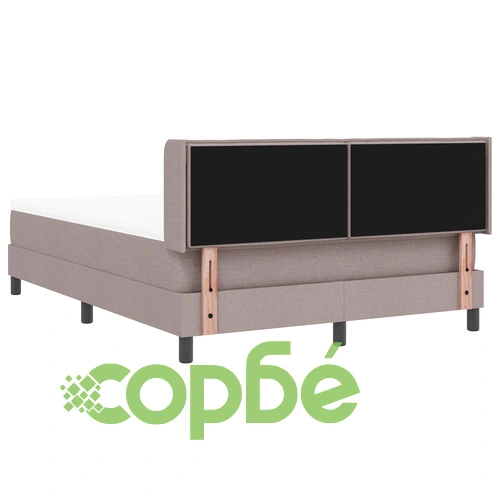 Box Spring легло с матрак от текстил в цвят таупе 140x200 см с регулируема табла ➤ топ цена ➤ sorbe.bg