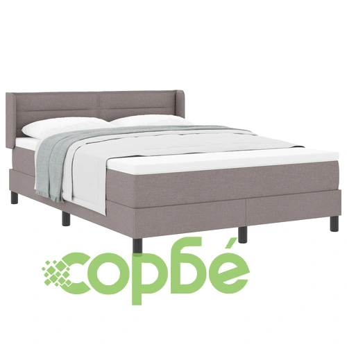 Box Spring легло с матрак от текстил в цвят таупе 140x200 см с регулируема табла ➤ топ цена ➤ sorbe.bg