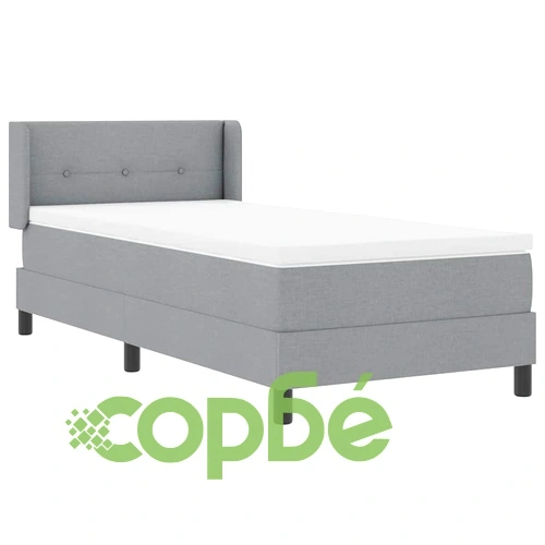 Континентално легло с матрак и топер светлосиво 90x190 см тъкан ➤ топ цена ➤ sorbe.bg