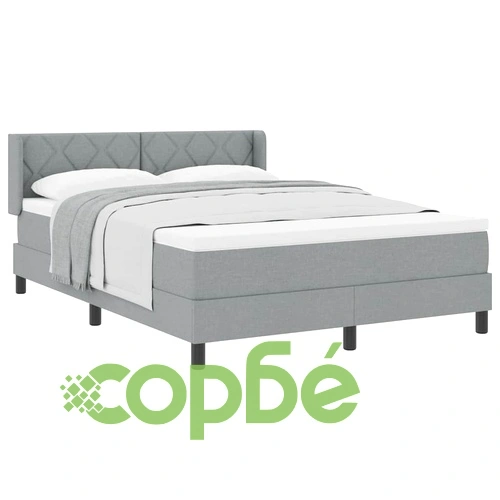 Континентално легло с матрак от тъкан светлосиво 160x200 см ➤ топ цена ➤ sorbe.bg