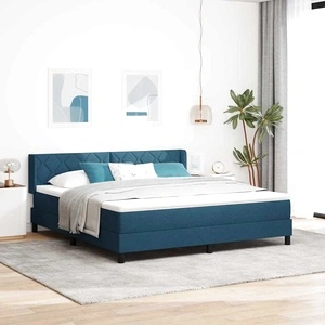 Континентално легло с матрак от текстил, синьо 180x200 см