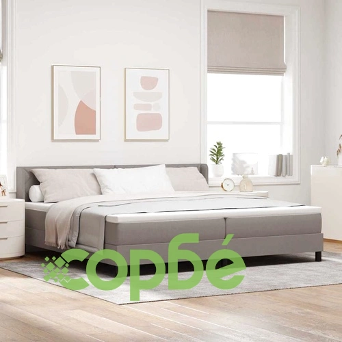 Континентално легло с матрак Таупе 200 x 200 cm, тапицирано с плат ➤ топ цена ➤ sorbe.bg