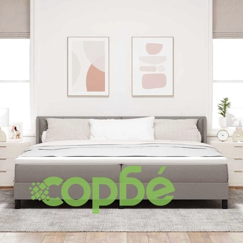 Континентално легло с матрак Таупе 200 x 200 cm, тапицирано с плат ➤ топ цена ➤ sorbe.bg