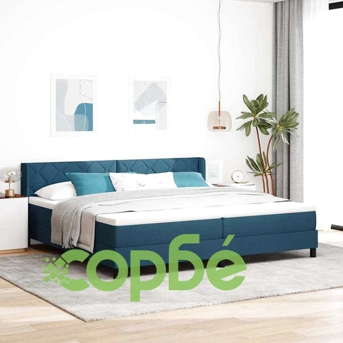 Континентално легло с матрак от тъкан синьо 200x200 см ➤ топ цена ➤ sorbe.bg