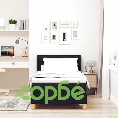 Легло с пружинирана основа и матрак черно тапицерия 80x200 см ➤ топ цена ➤ sorbe.bg