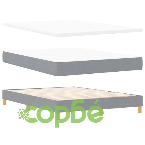 Легло с пружини и матрак 140x190 см светлосиво текстил ➤ топ цена ➤ sorbe.bg