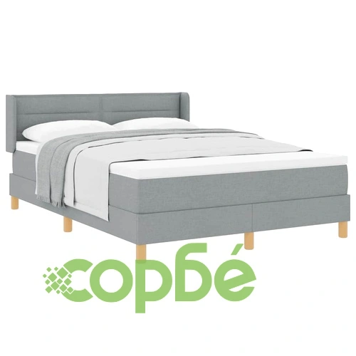 Легло с пружини и матрак 140x190 см светлосиво текстил ➤ топ цена ➤ sorbe.bg