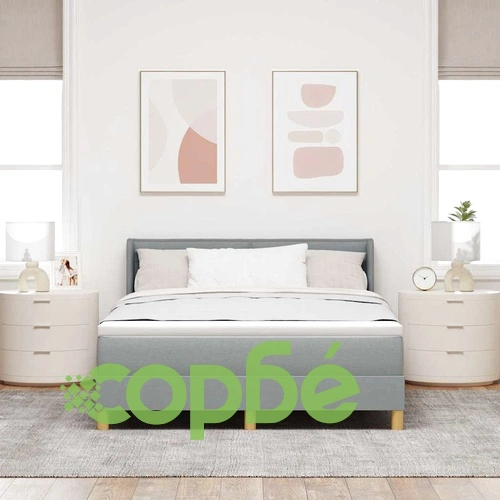 Легло с пружини и матрак 140x190 см светлосиво текстил ➤ топ цена ➤ sorbe.bg