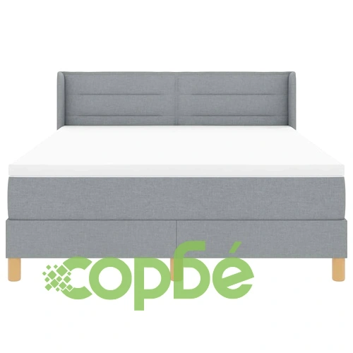 Легло с пружини и матрак 140x190 см светлосиво текстил ➤ топ цена ➤ sorbe.bg