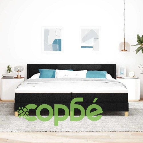 Легло с пружинирана основа и матрак черно 200x200 см от текстил ➤ топ цена ➤ sorbe.bg