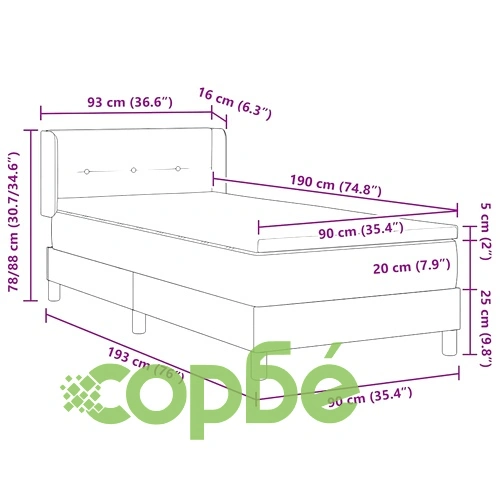 Легло с пружини и матрак, синьо текстил 90x190 см ➤ топ цена ➤ sorbe.bg
