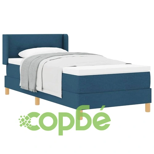 Легло с пружини с матрак и табла синьо 100x200 см текстил ➤ топ цена ➤ sorbe.bg