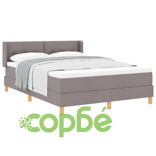 Легло с пружини и матрак с табла таупе 140x200 см текстил ➤ топ цена ➤ sorbe.bg