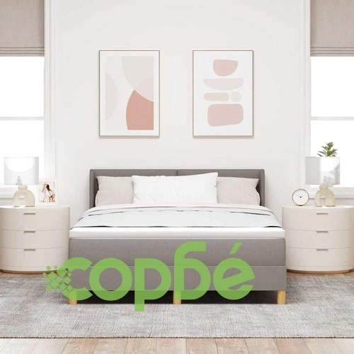 Легло с пружини и матрак с табла таупе 140x200 см текстил ➤ топ цена ➤ sorbe.bg