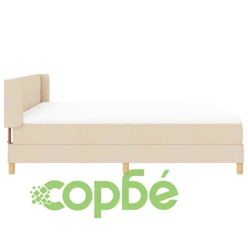 Легло с пружини с матрак и регулируема табла, крем 180 x 200 cm, текстил ➤ топ цена ➤ sorbe.bg
