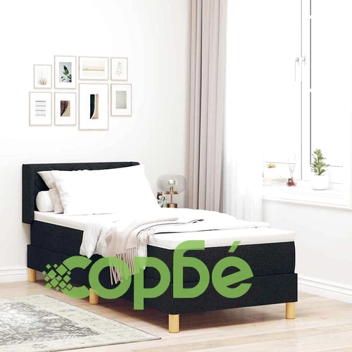 Единично легло с пружинирана основа и матрак 80x200 см, черно ➤ топ цена ➤ sorbe.bg
