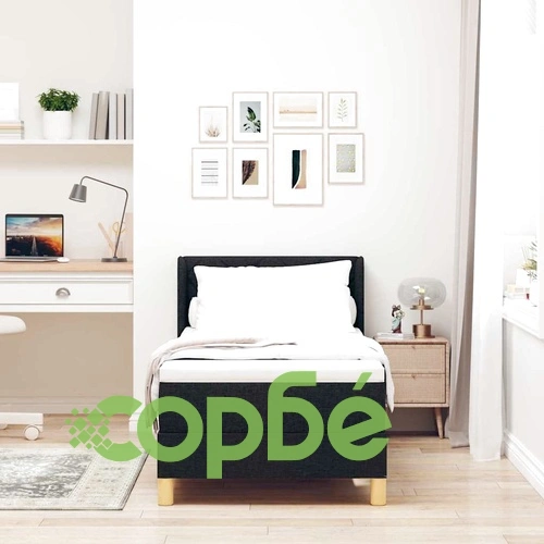 Единично легло с пружинирана основа и матрак 80x200 см, черно ➤ топ цена ➤ sorbe.bg